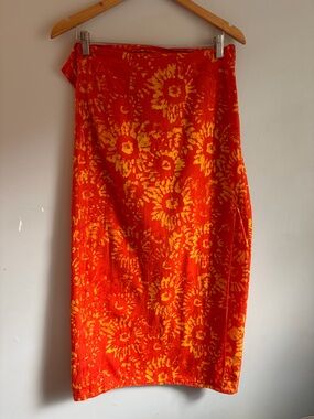 Bright Orange Floral Sarong/Wrap Skirt